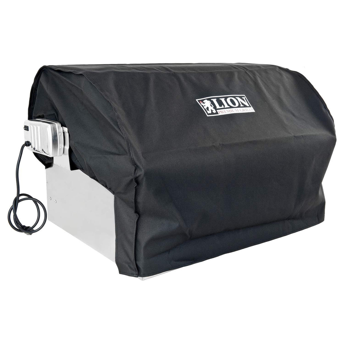 Lion Premium Grills 62711 canvas cover protecting a 40-inch built-in grill from weather