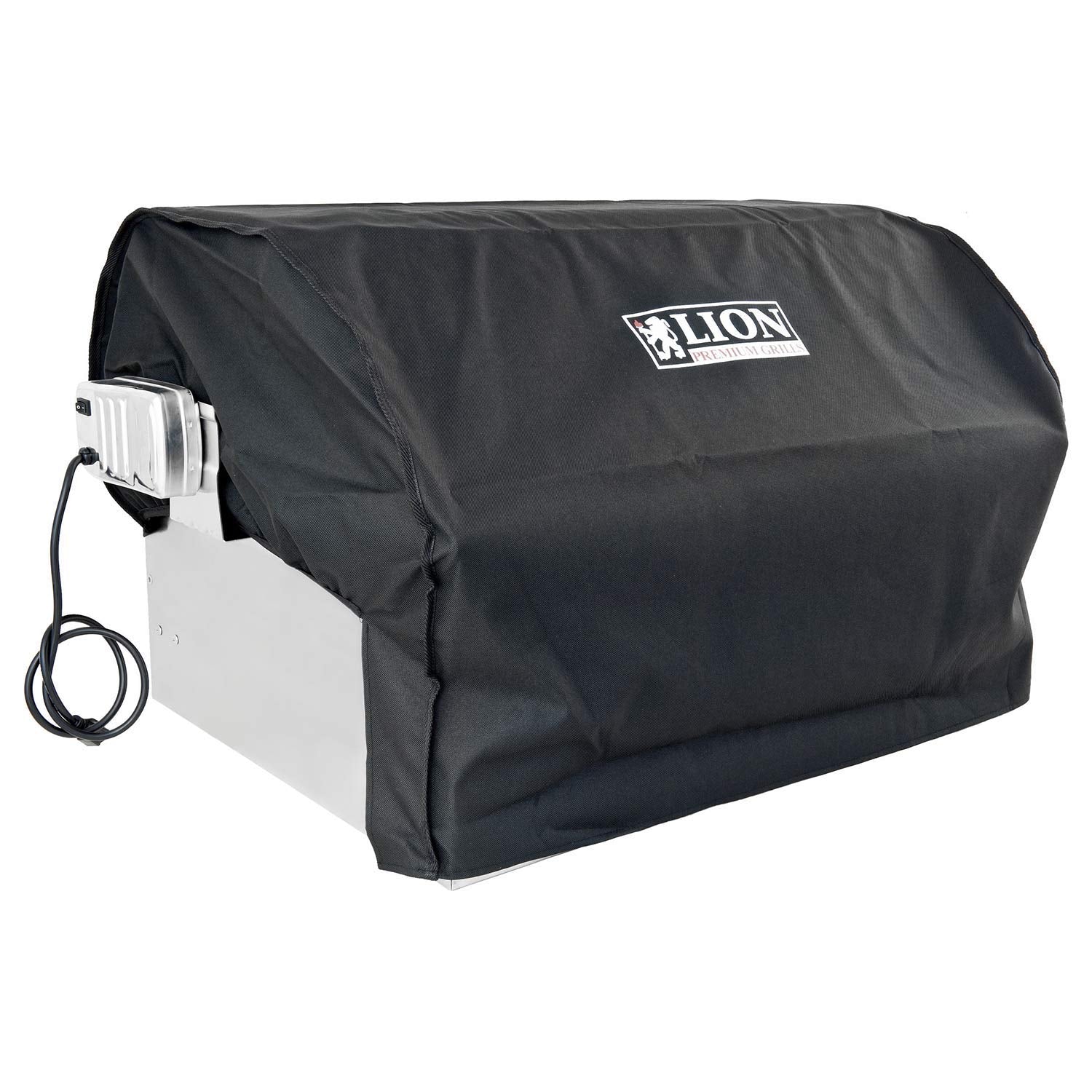 Lion Premium Grills 41738 canvas cover over a 32-inch built-in grill protects from rain and sun.