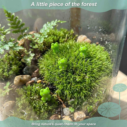 LionWell mini green frog figurines with adhesive dots ready for placement