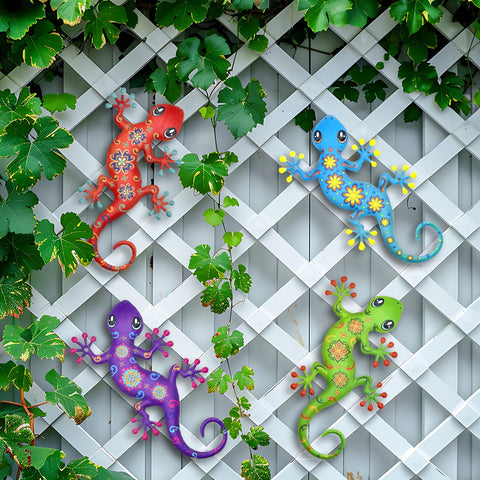 Liosecgar gecko outdoor decor for fence mounting and yard walls