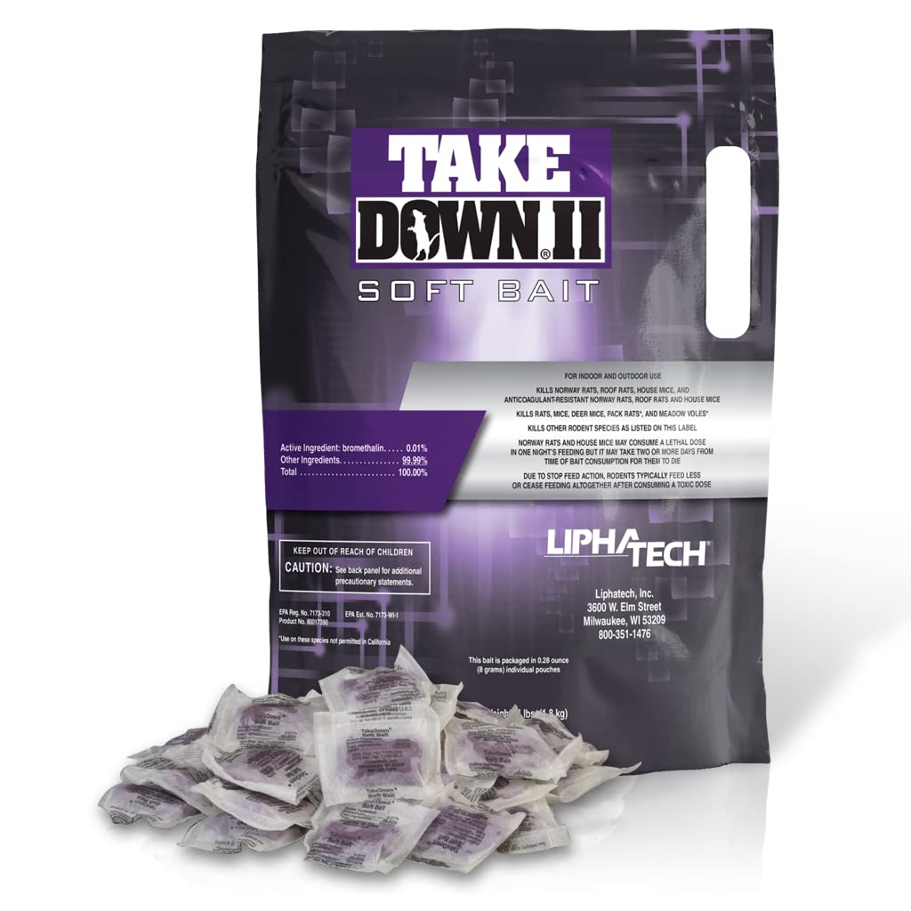 LiphaTech Takedown II soft bait pouch demonstrates a palatable formulation for rodent control.