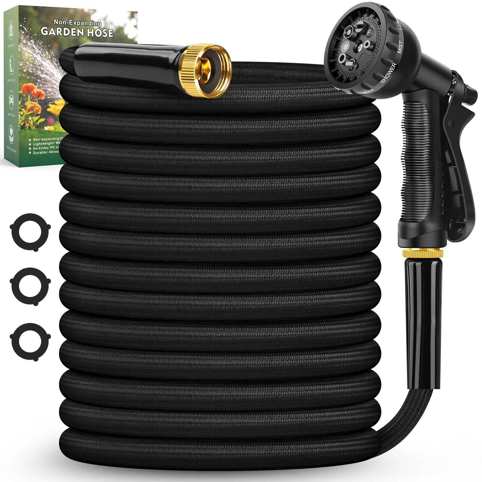 Lipoliftco garden hose 100ft extended ready to reach distant plant beds with steady water.