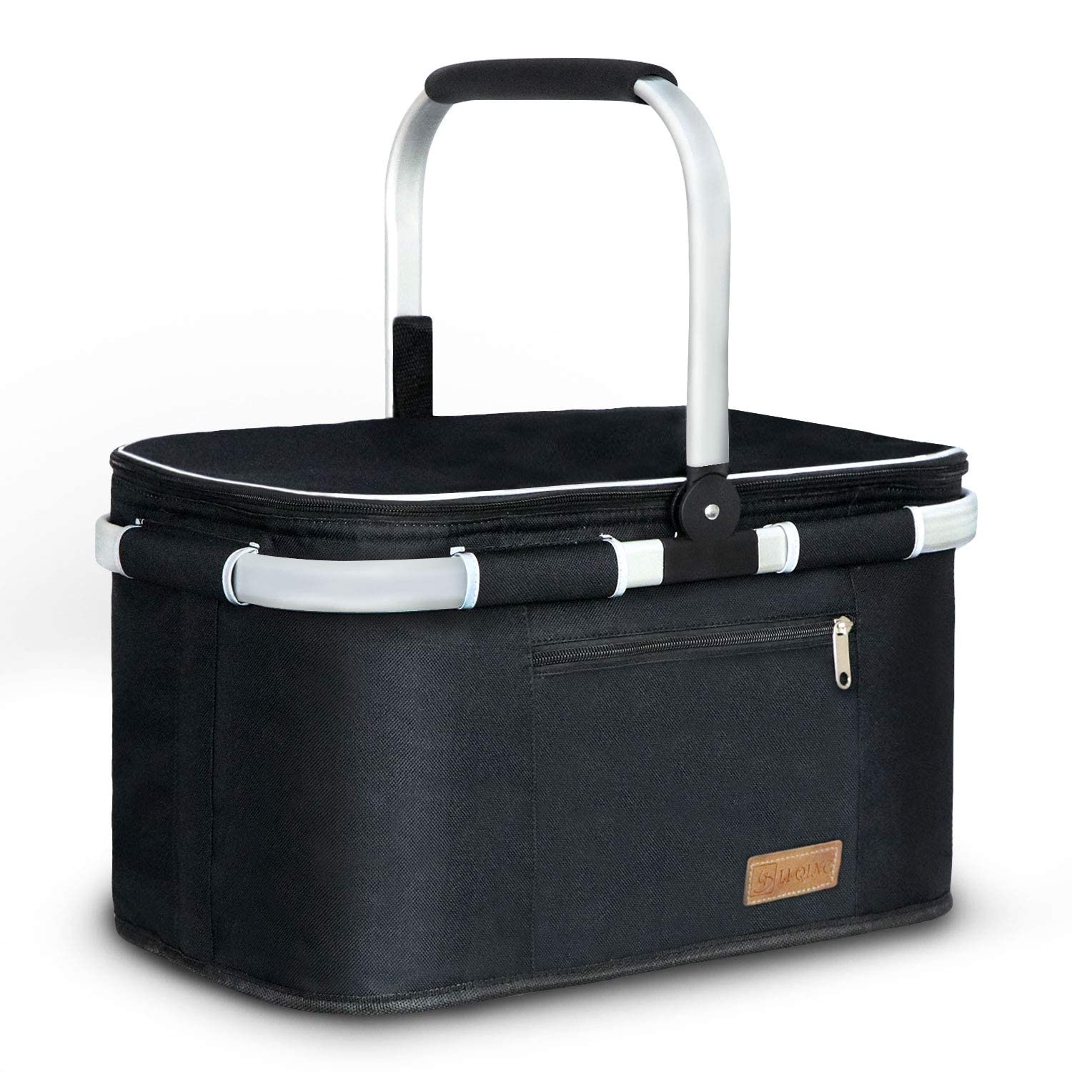 LIQING 35L picnic basket exterior highlights a sturdy frame for reliable transport.