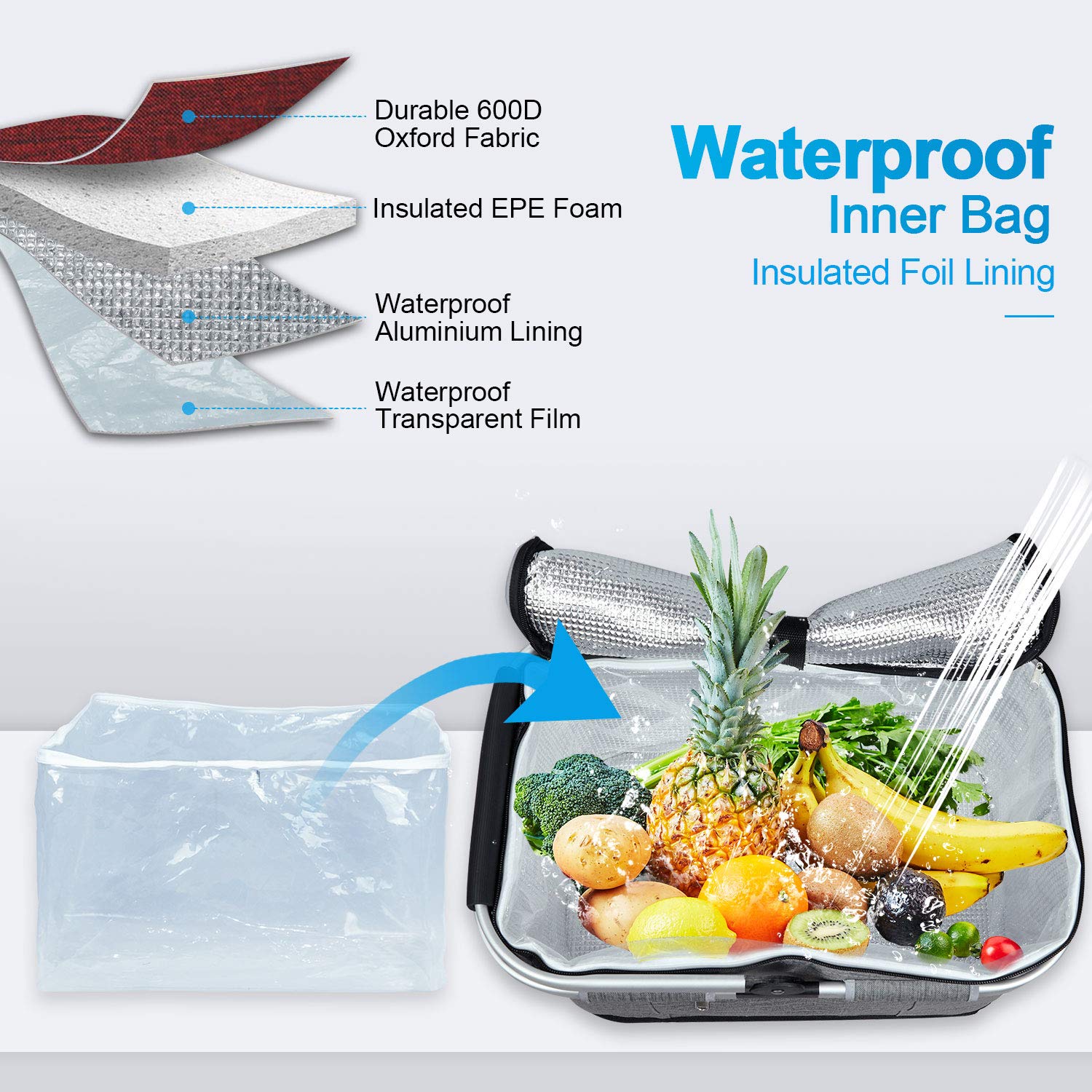 LIQING 35L basket folded for compact storage and enhanced stability