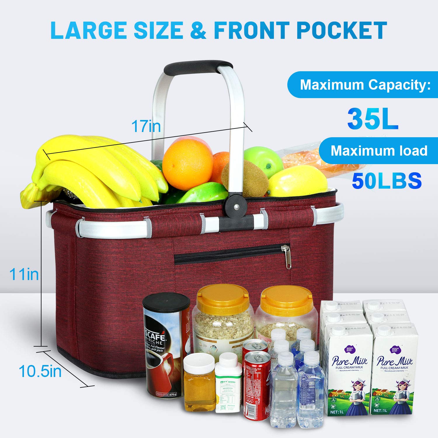 LIQING picnic basket insulated interior keeps foods fresh during outdoor use