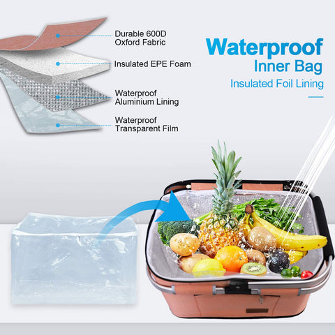 LIQING 35L picnic basket aluminum foil insulation maintaining temperature.