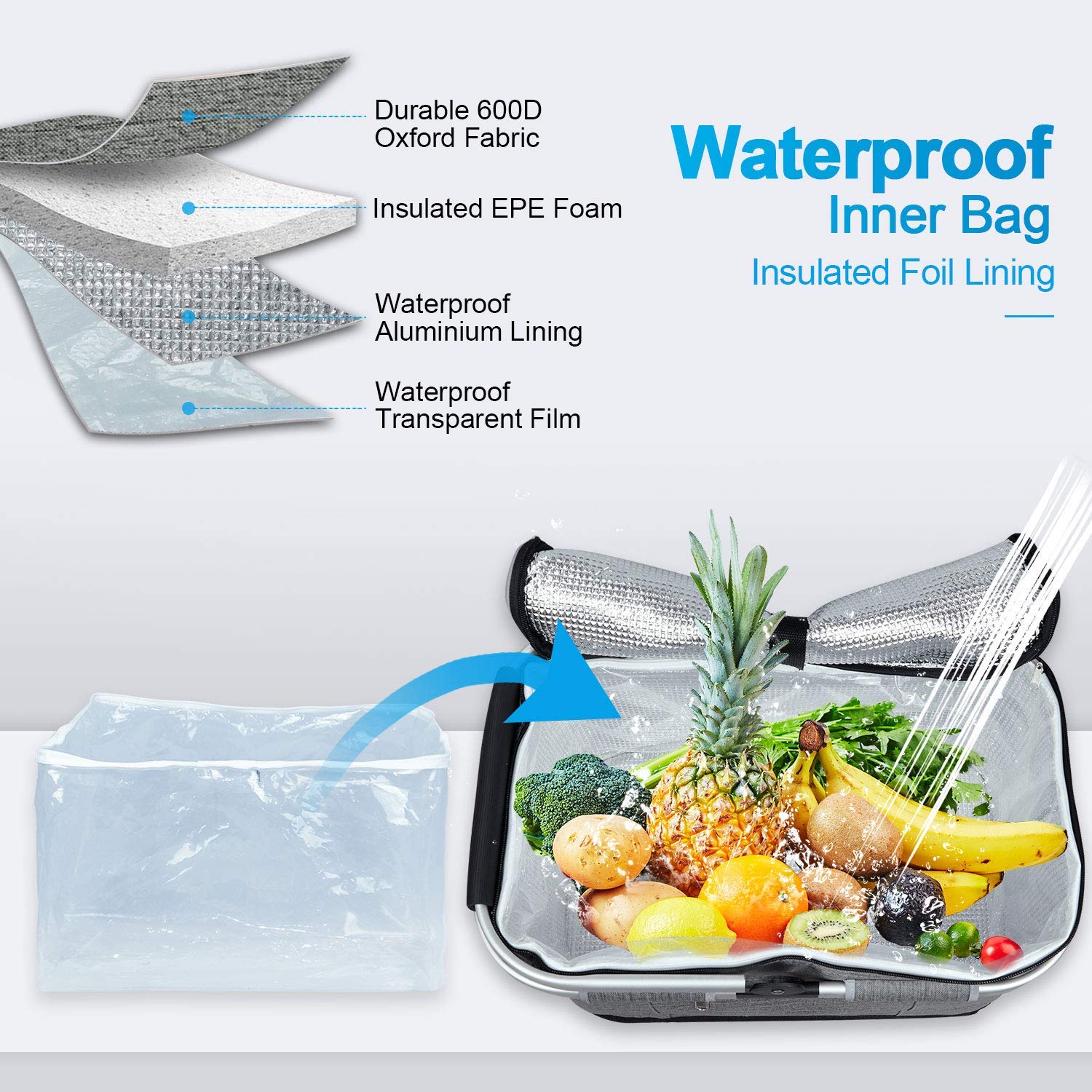 LIQING 35L picnic basket large capacity fits pizzas and drinks.