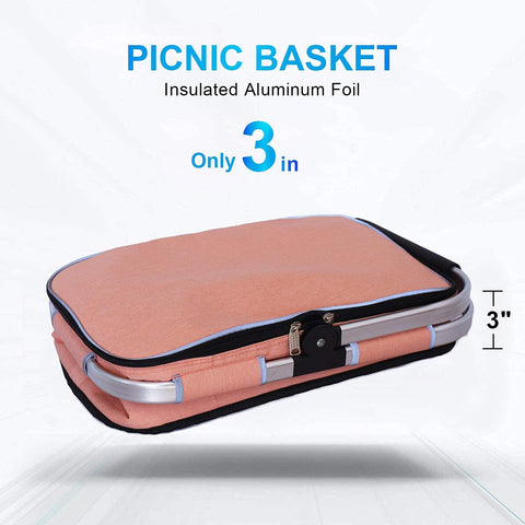 LIQING 35L picnic basket folding frame supports up to 45 pounds.