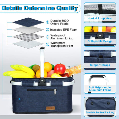 Removable inner bag for easy cleaning in LIQING 35L basket