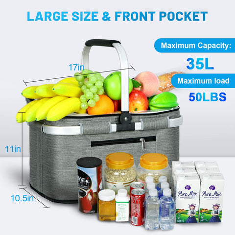 LIQING 35L picnic basket removable inner bag for easy cleaning.