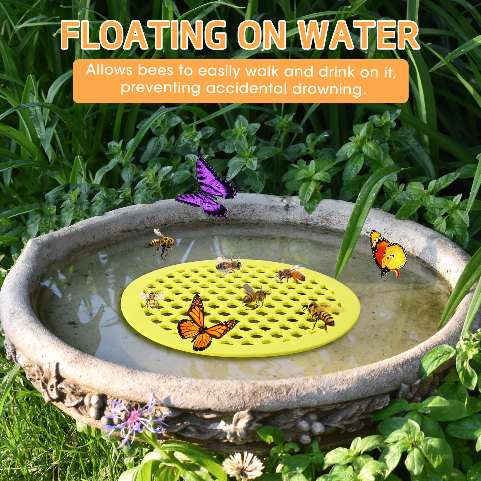 Liqqlex Hexagonal bee water station with shallow compartments for bees.