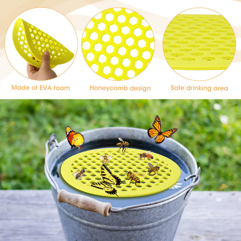 Liqqlex Pollinator-friendly floating landing pad positioned along a pond edge.