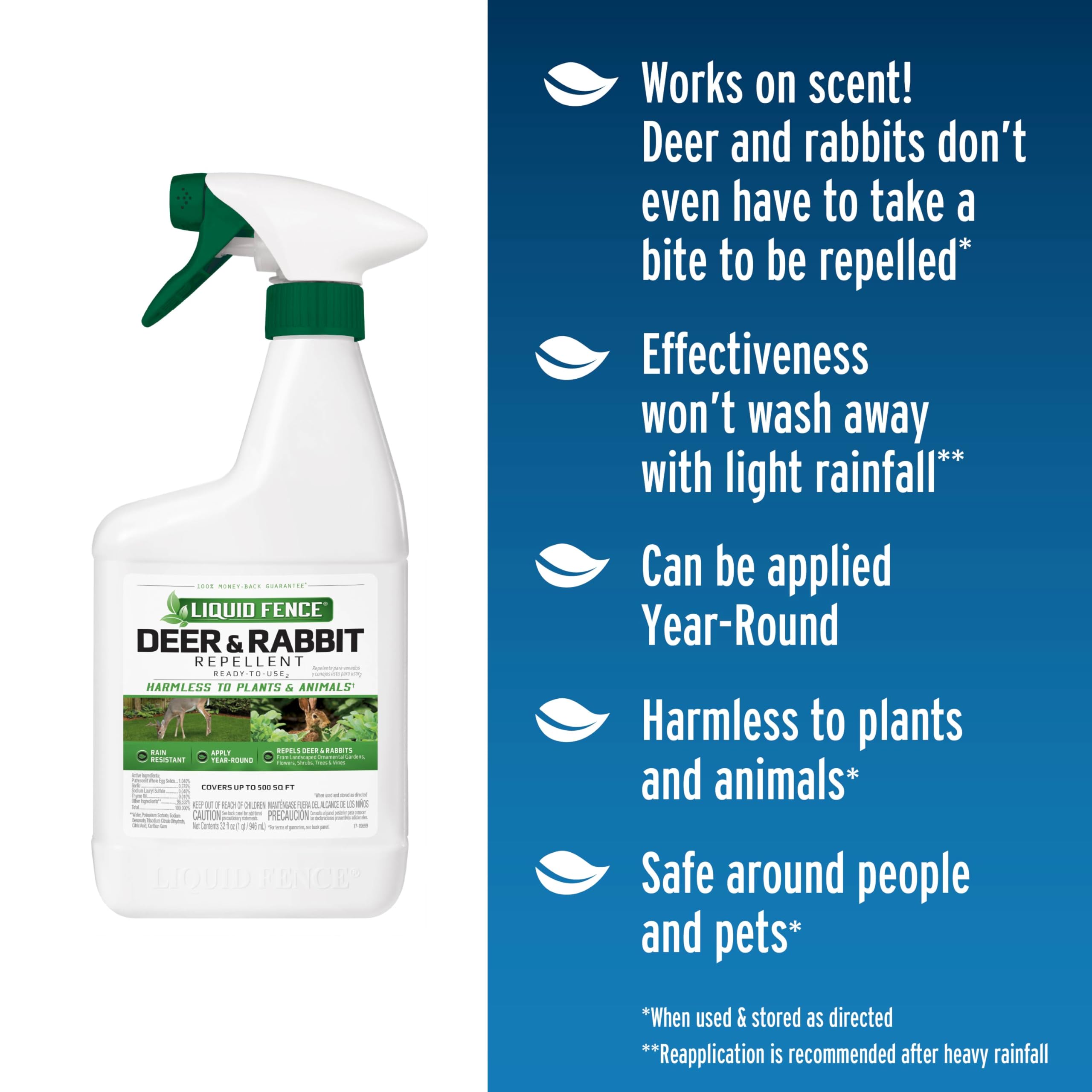 Liquid Fence repellent label with simple instructions for safe application.