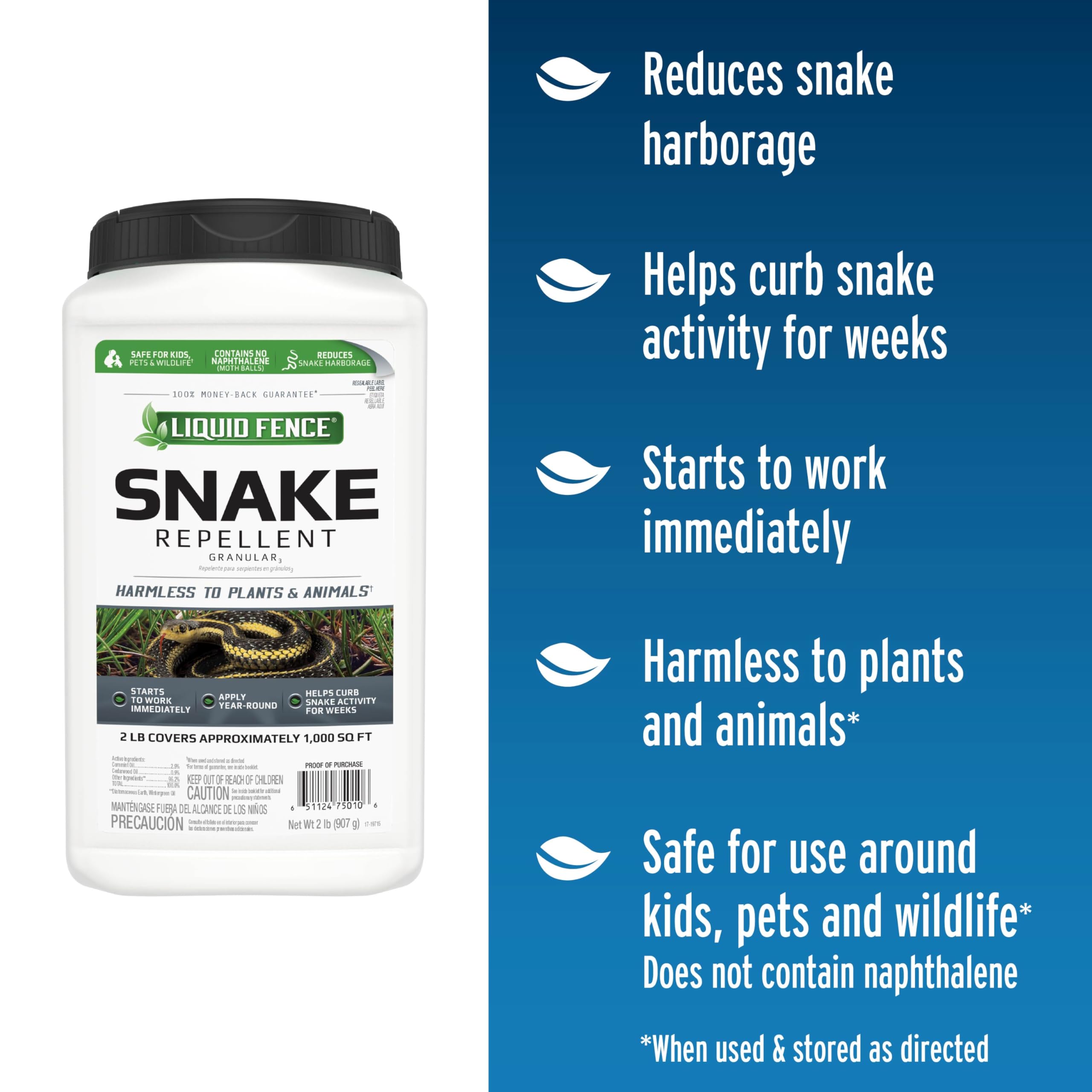 Liquid Fence granules being spread along lawn perimeter to deter snakes.