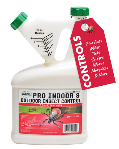 Liquid Harvest bifenthrin bottle 64oz for versatile indoor and outdoor pest control.
