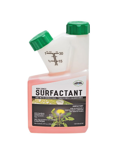 Liquid Harvest Concentrated Surfactant bottle close-up showing product label