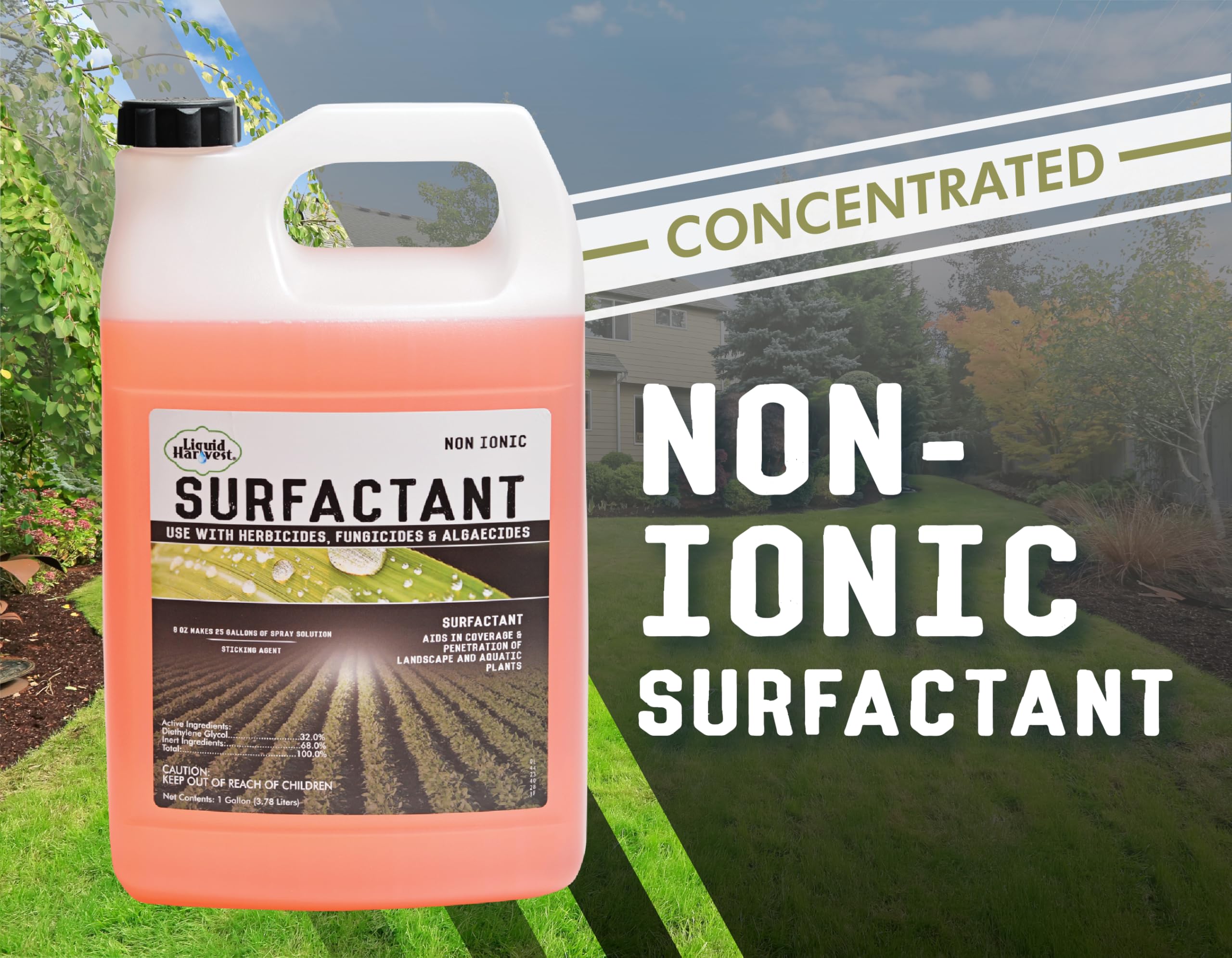 Liquid Harvest Concentrated Surfactant pour demonstrates easy mixing for efficient weed control