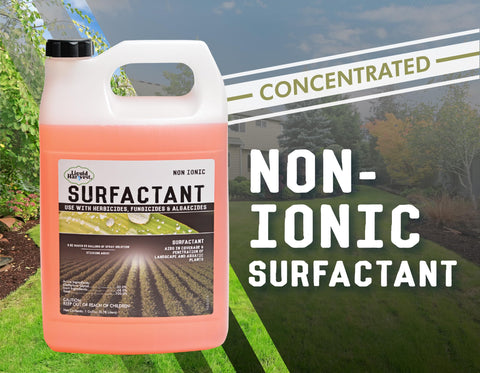 Liquid Harvest Concentrated Surfactant pour demonstrates easy mixing for efficient weed control