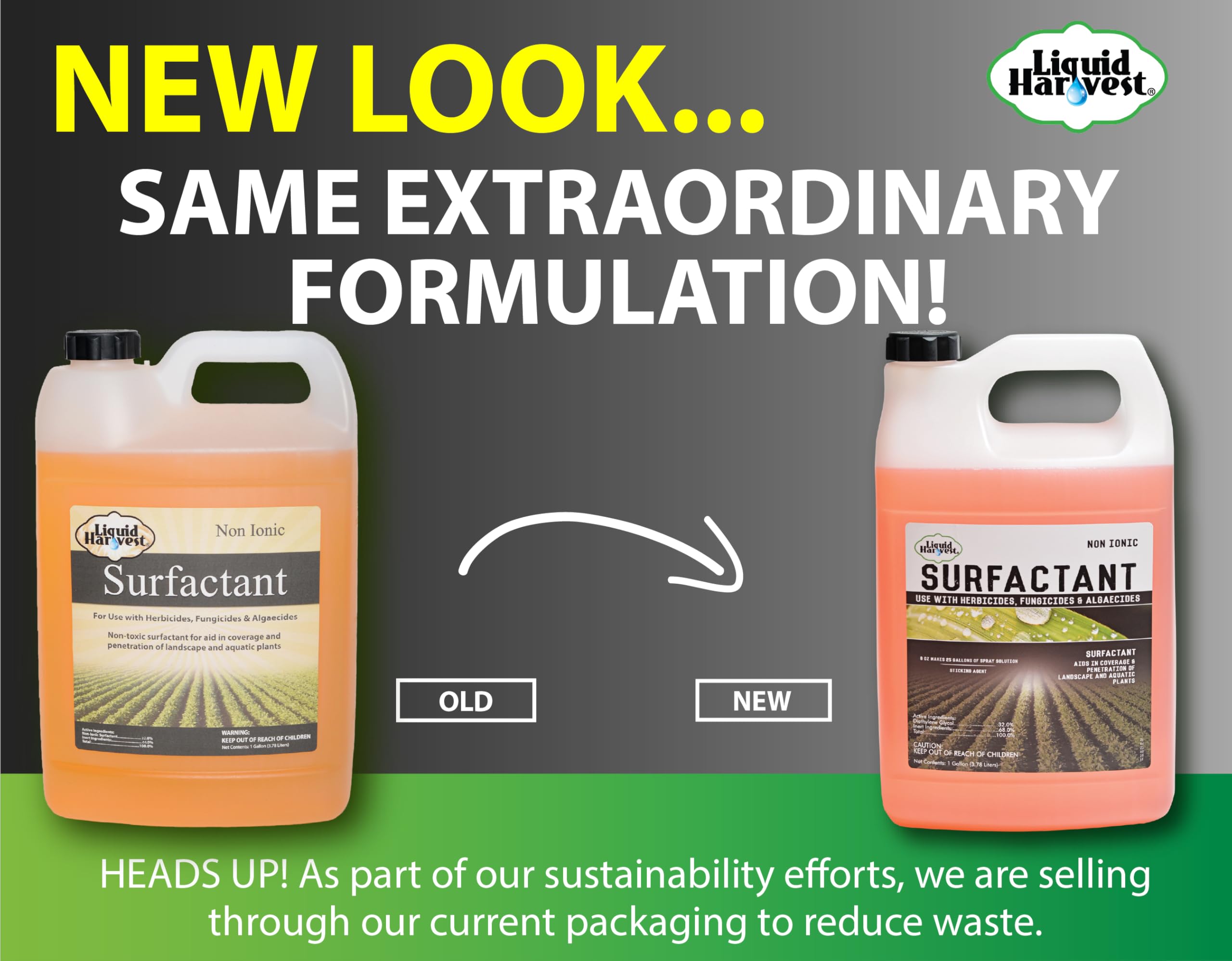 Liquid Harvest Concentrated Surfactant weed-penetration on leaves suggests faster, more consistent control