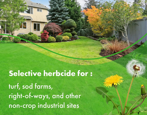 Liquid Harvest mixing scene illustrates dilution to treat up to 1,000 sq ft
