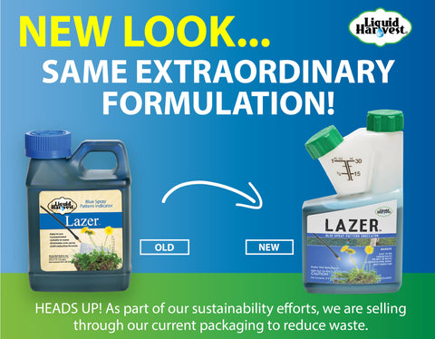 Liquid Harvest Lazer Blue helps detect drift to protect non-target areas during spraying.