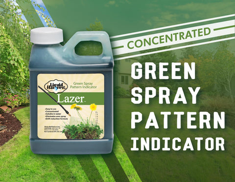 Liquid Harvest Lazer Green drift detection dye helps prevent off-target spraying.