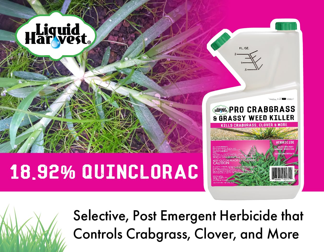 Liquid Harvest Pro quinclorac label showing high-strength formula