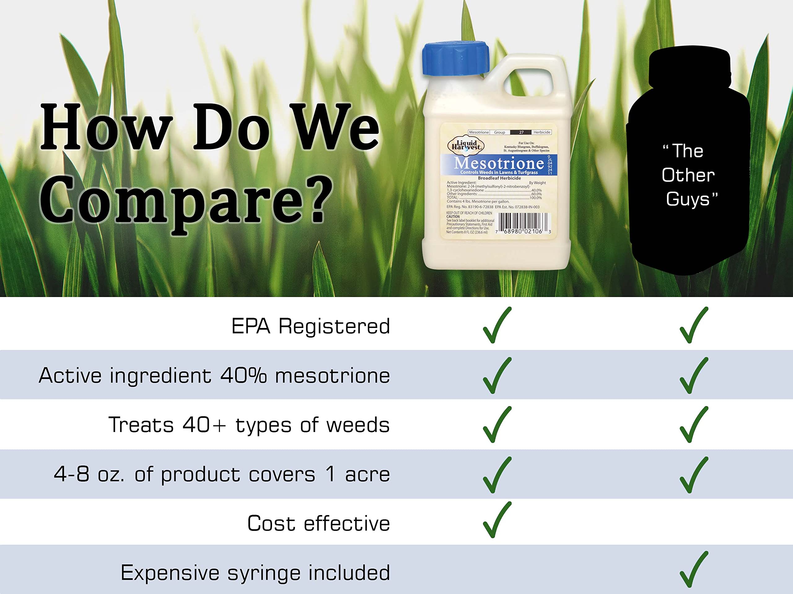 Liquid Harvest surfactant bottle for improved herbicide coverage.