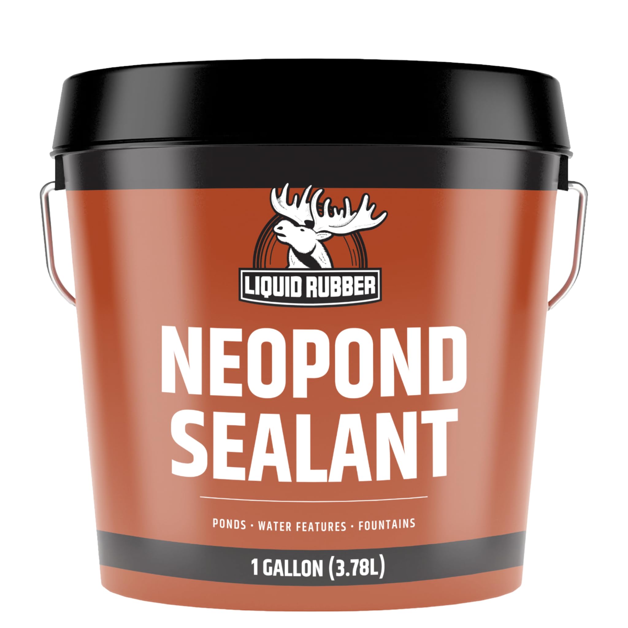 Liquid Rubber NeoPond sealant bottle applying pond coating for repairs