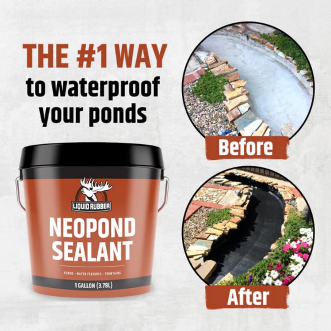Liquid Rubber NeoPond sealant on concrete pond wall forming a seal