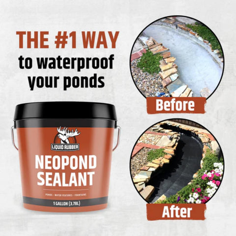 Liquid Rubber NeoPond sealant on concrete pond wall forming a seal