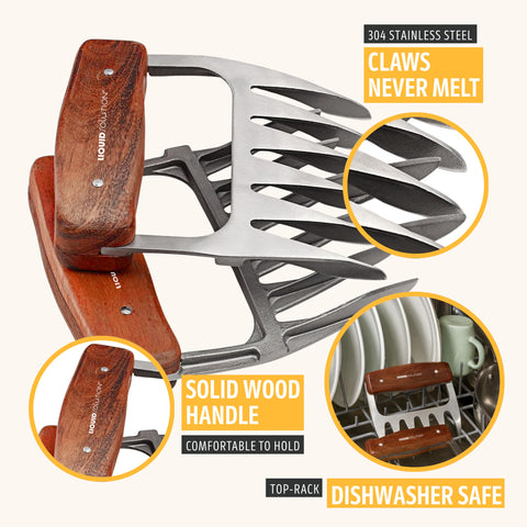 Liquid Solution claws are dishwasher-safe for quick cleanup after grilling.