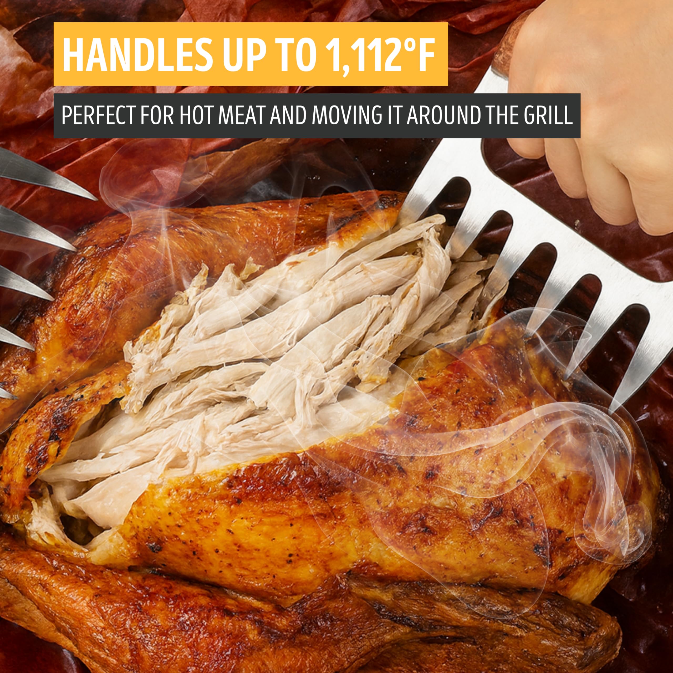 Liquid Solution pork-brisket-poultry claws for shredding cooked meats on grill or smoker.