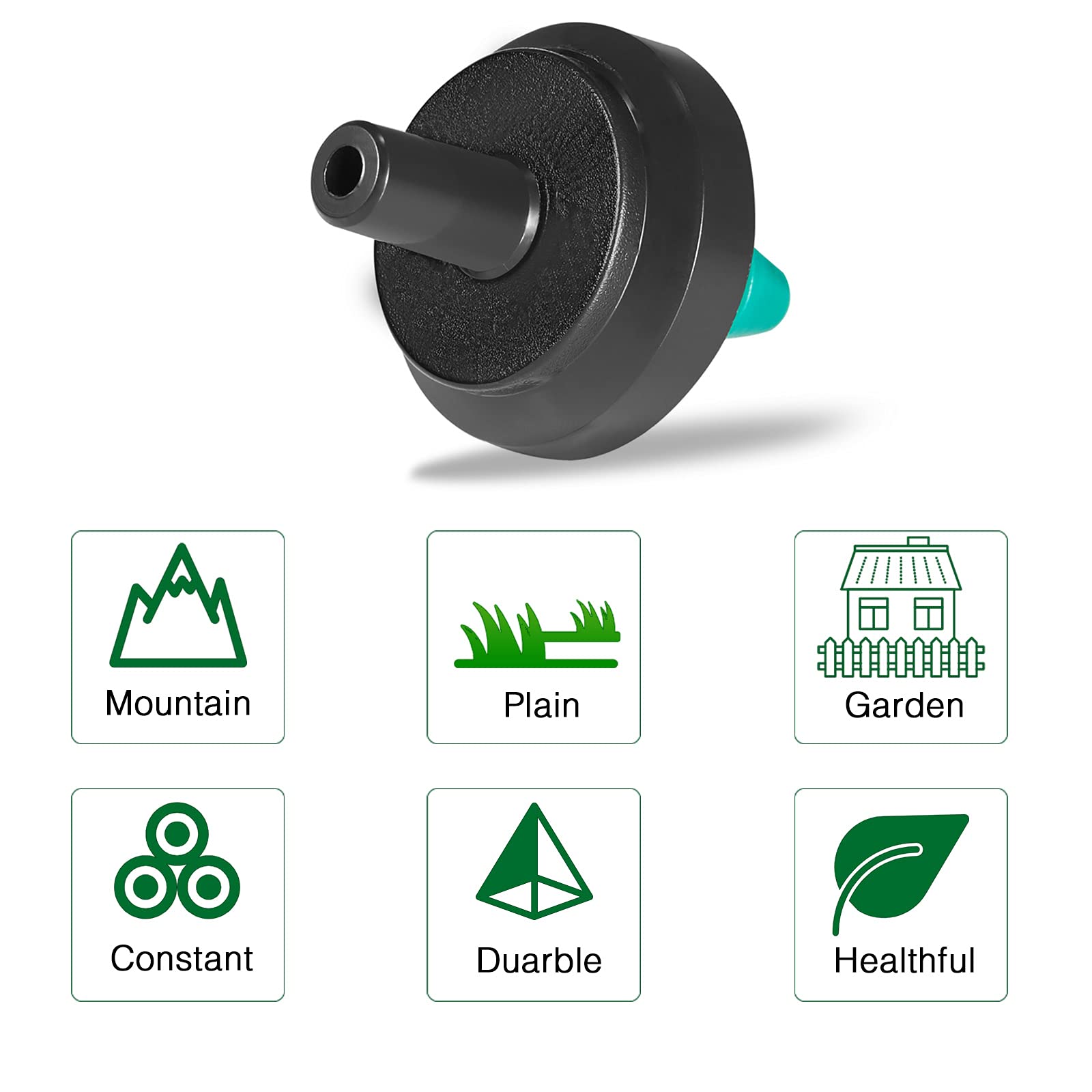 LiquiDrip self-cleaning drippers close-up shows turbulent flow design.
