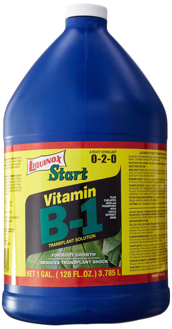 Liquinox Start bottle label highlights nutrients for root growth.