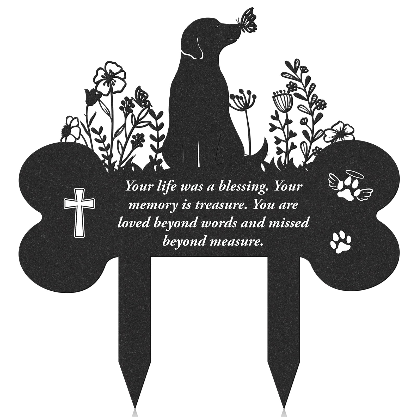 LIRAVENO dog memorial stake with butterfly design honors a pet in your garden
