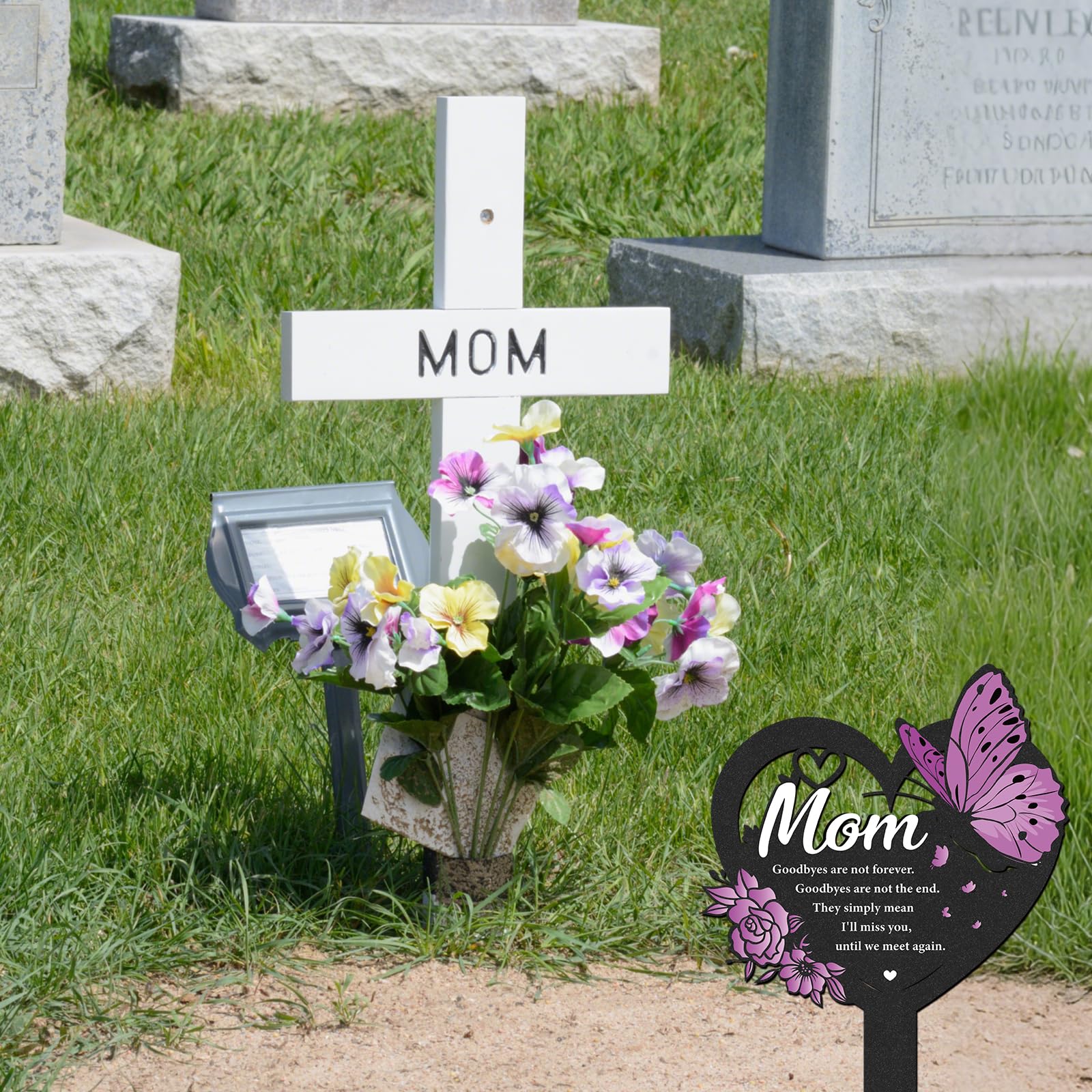 LIRAVENO graveyard marker stand keeps gravesite displays neat