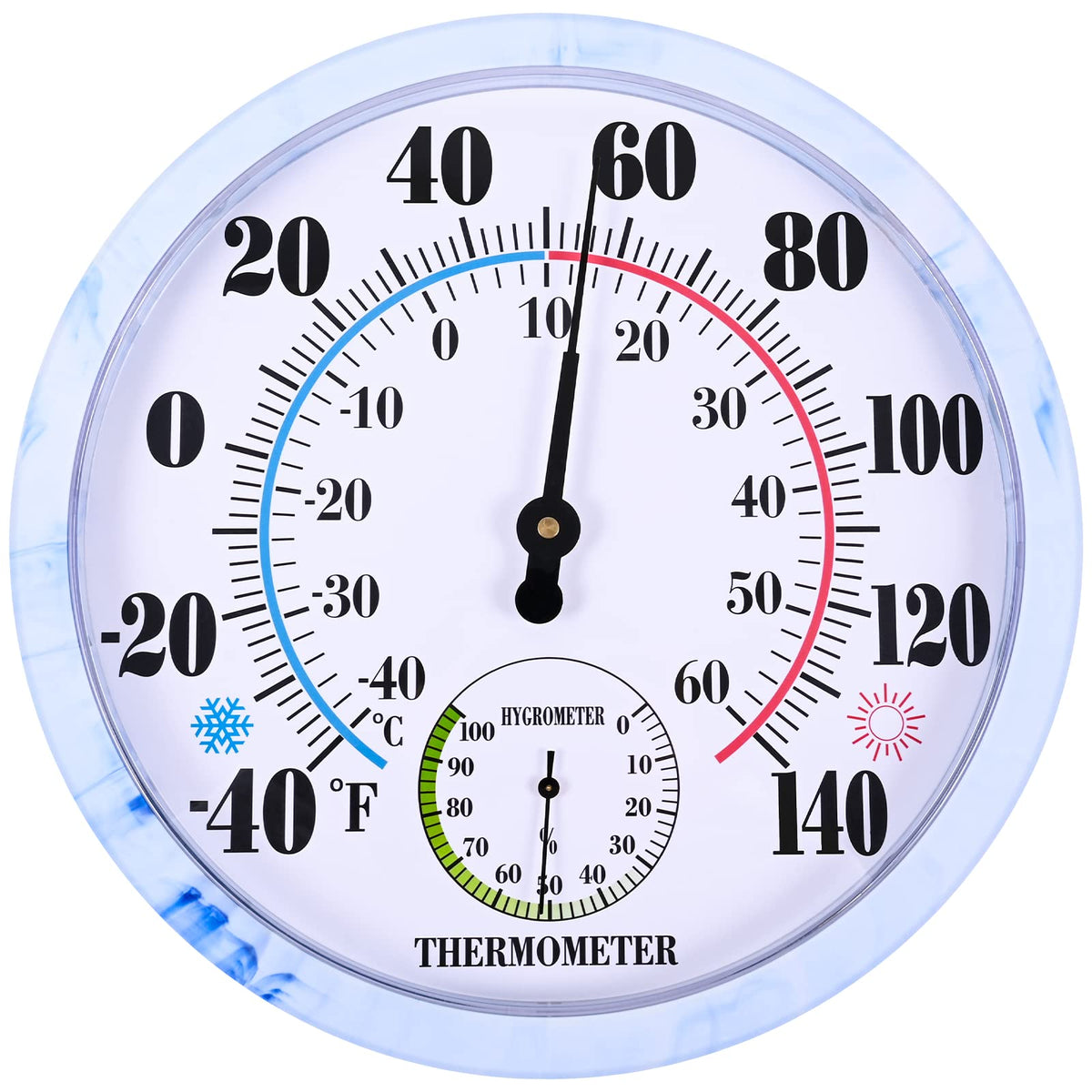 Lirches 10-inch dial thermometer hygrometer for clear outdoor readings