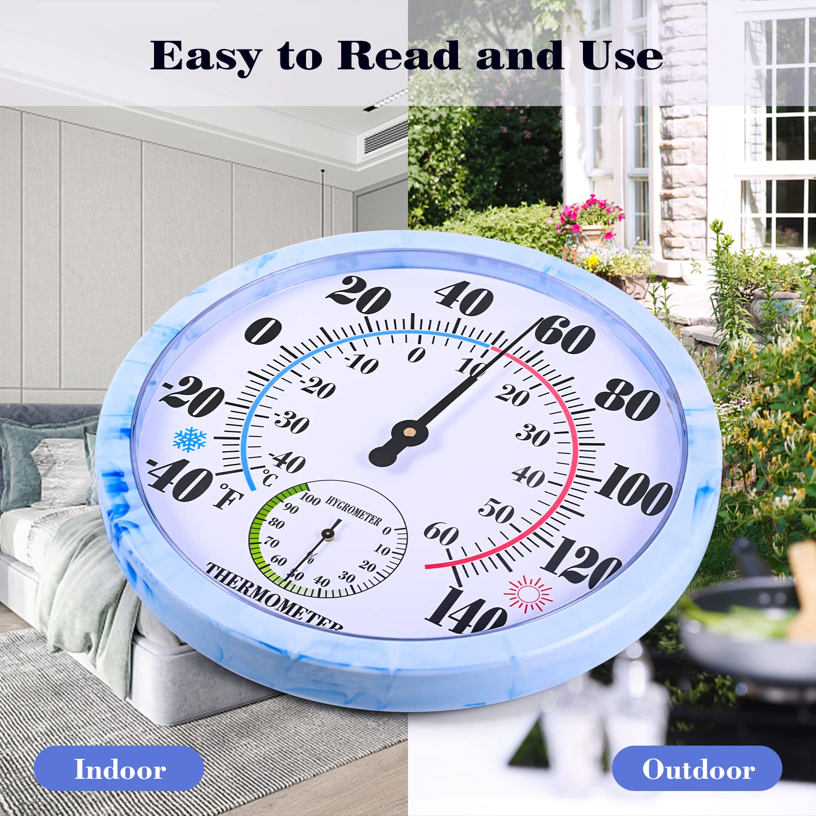 Lirches indoor-outdoor wall thermometer suits home and garden spaces