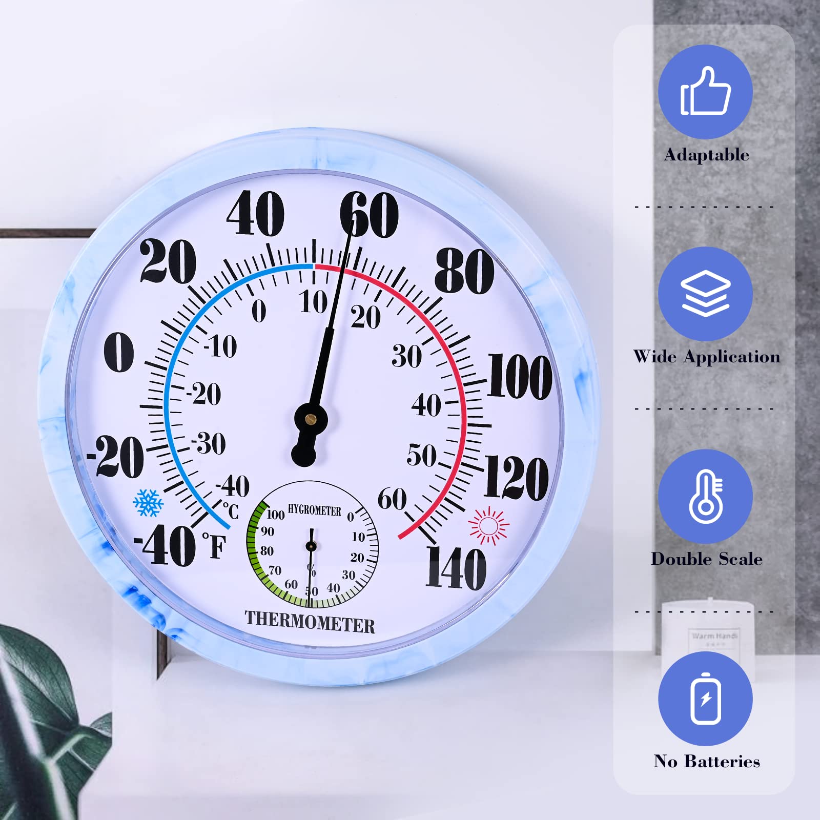 Lirches outdoor decorative thermometer with durable enclosure for patio use