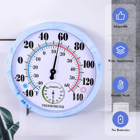 Lirches outdoor decorative thermometer with durable enclosure for patio use