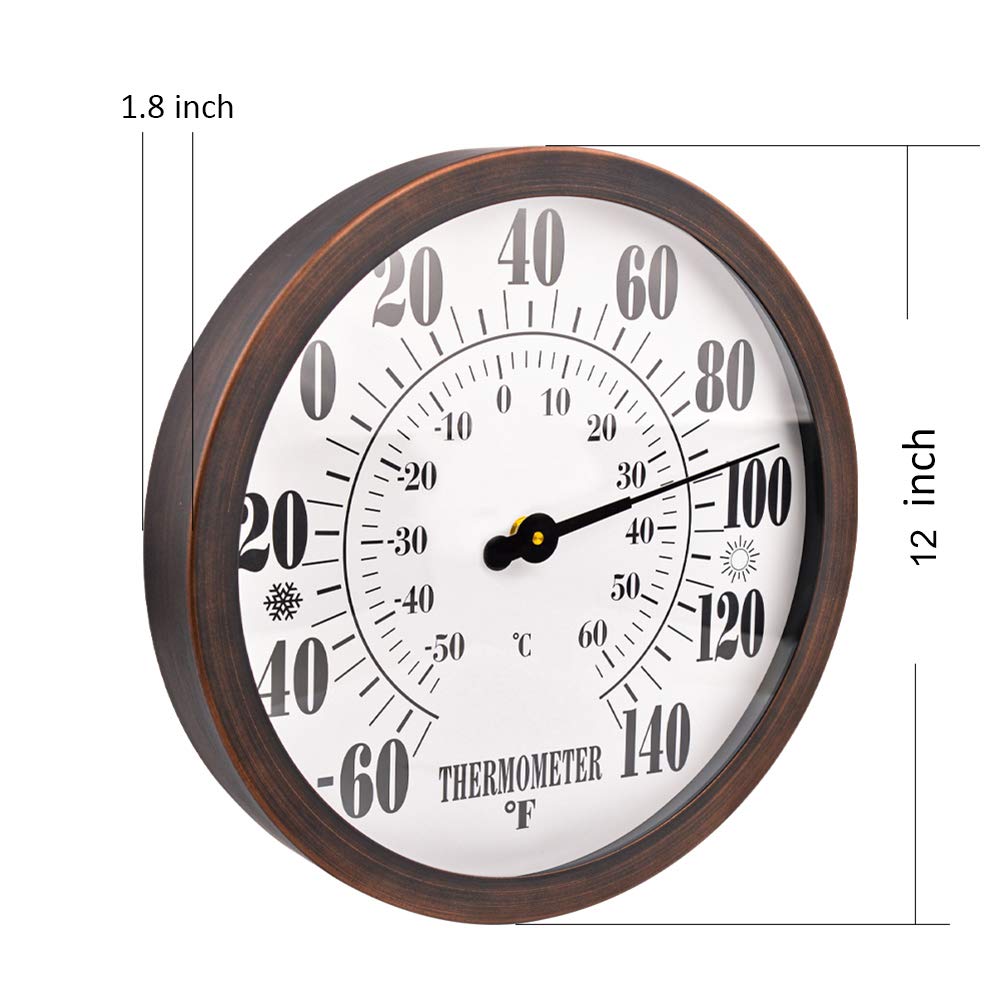 Lirches stainless steel enclosure protects this garden thermometer outdoors