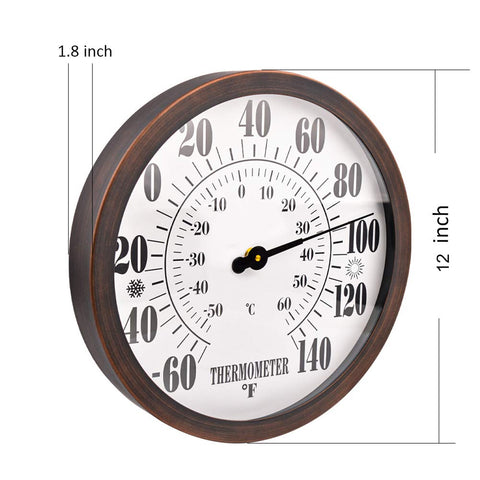 Lirches stainless steel enclosure protects this garden thermometer outdoors