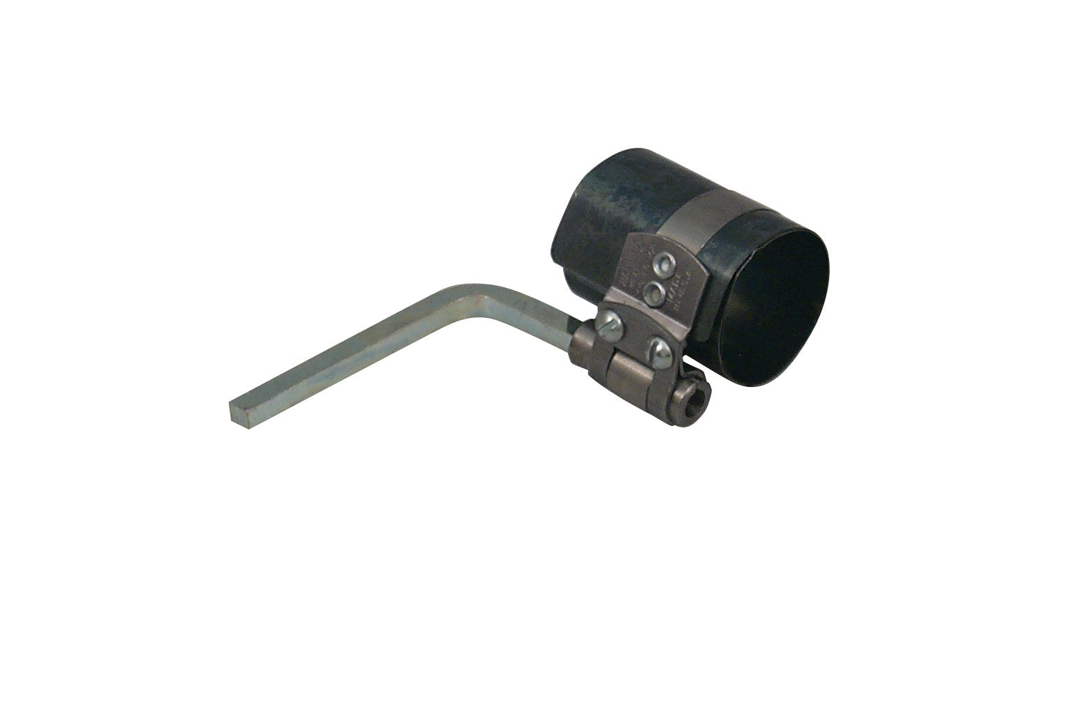 Lisle 18500 small engine ring compressor enables quick, even ring installation.