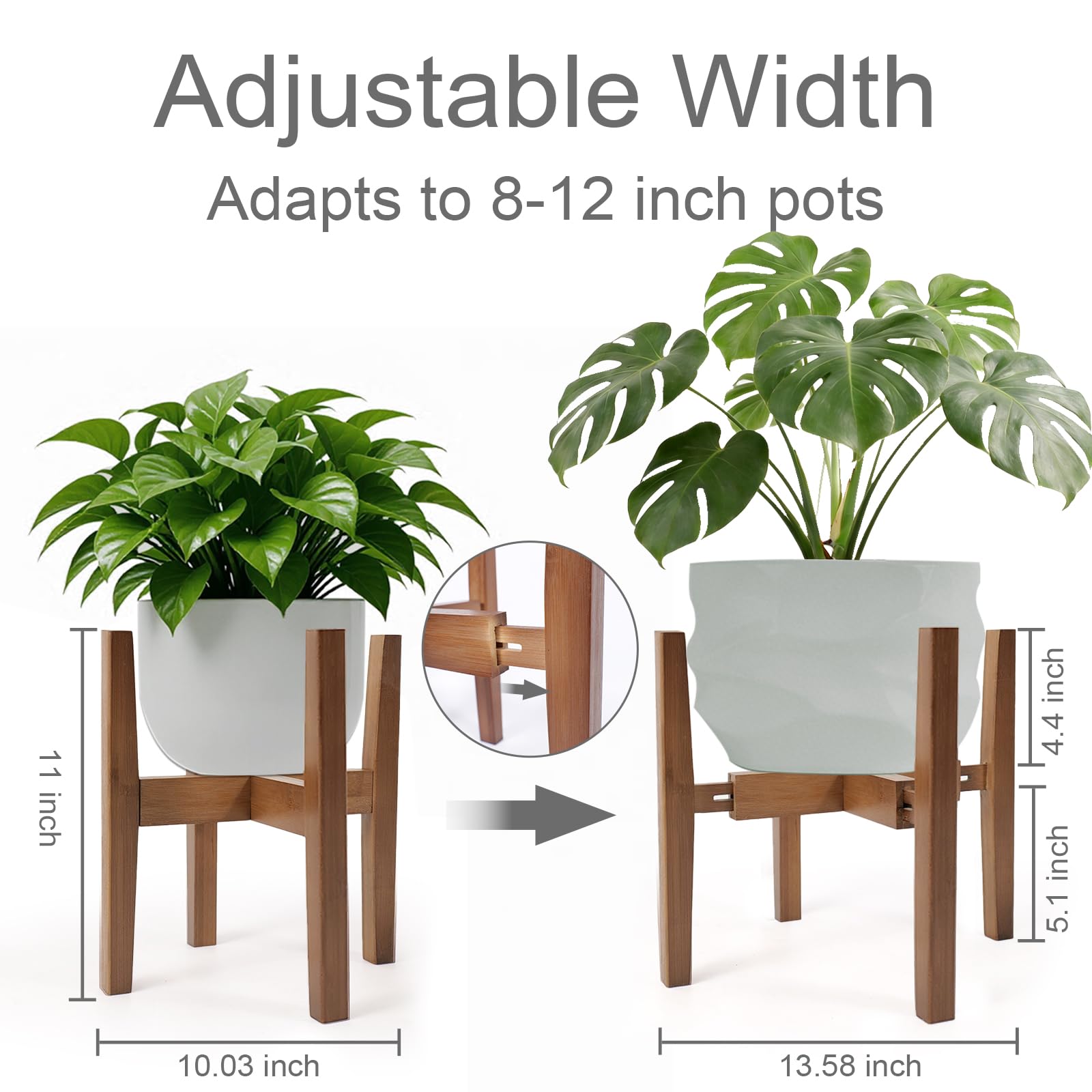 Natural bamboo plant stand highlighting durable, strong construction for indoor greenery