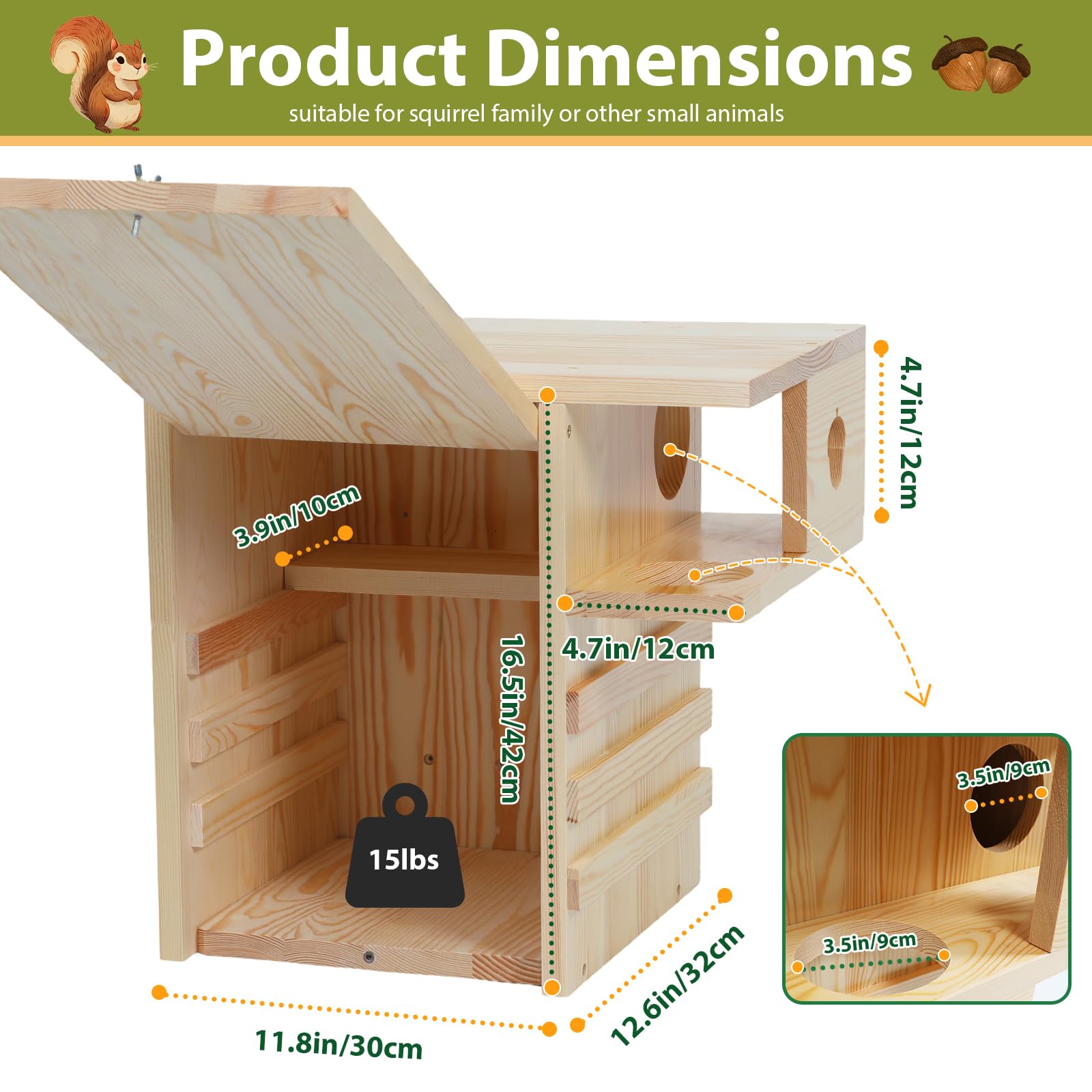 LitaiL squirrel nest exterior terrace panel deters predators while providing shelter.