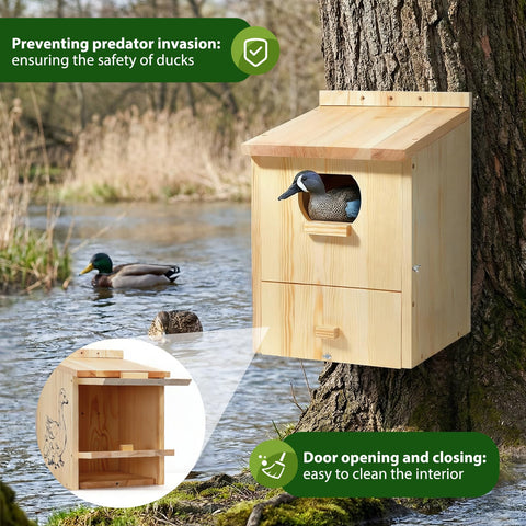 LitaiL Wood Duck House simple installation with pre-drilled holes.