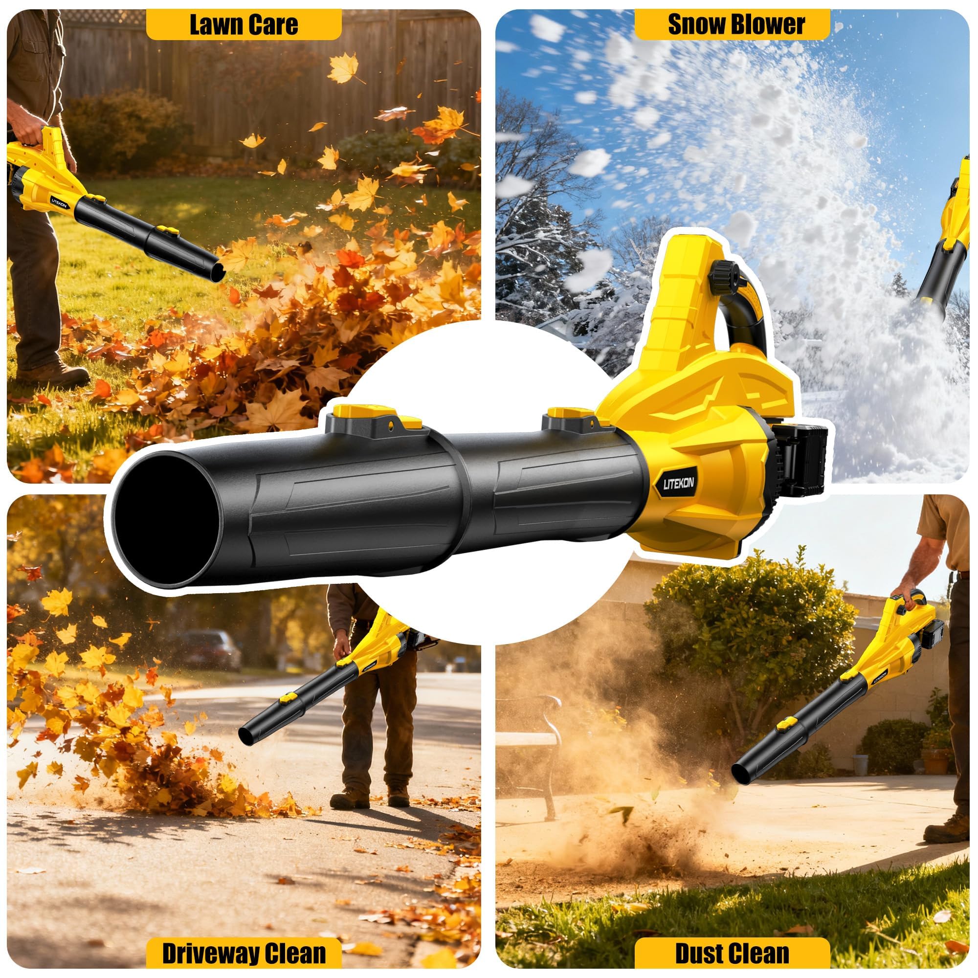 LITEKON Leaf Blower in action, clearing a yard efficiently.