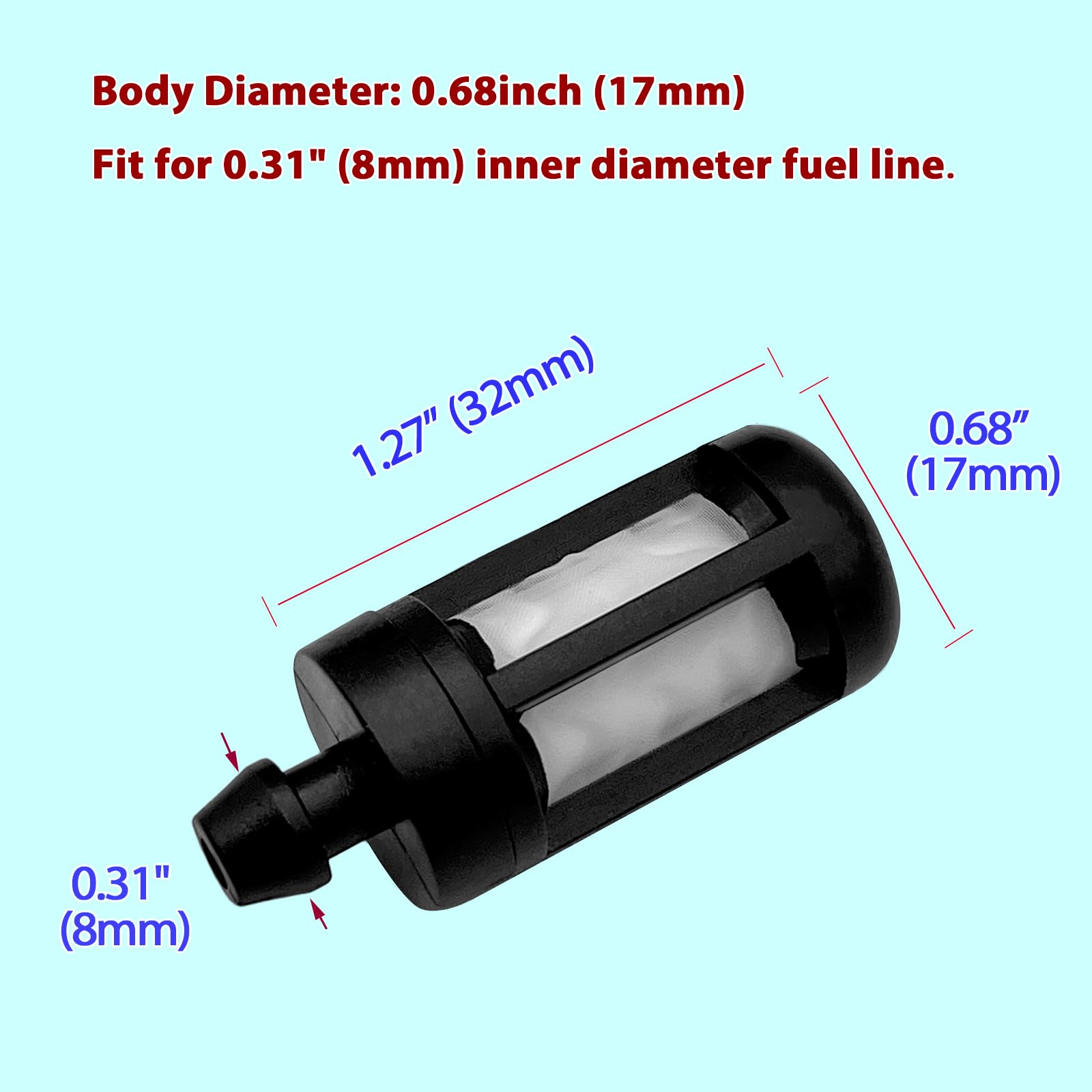 LiteTour fuel filter compatibility for Stihl models image highlighting supported chainsaws.
