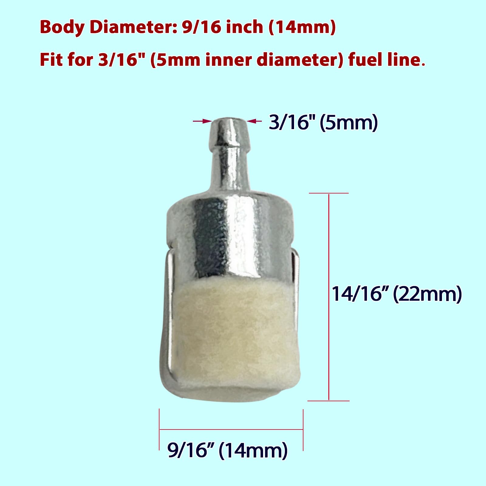 LiteTour universal 2-cycle fuel filter covers multiple tools and reduces downtime